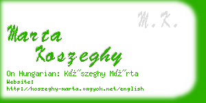marta koszeghy business card